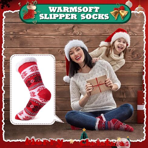 Liitrsh 12 Pairs Slipper Fuzzy Socks Thermal Cozy Slipper Socks Non Slip Winter Warm Soft Fluffy Socks for Winter Holiday Christmas Birthday Gift Women, 12 Styles in Saudi Arabia