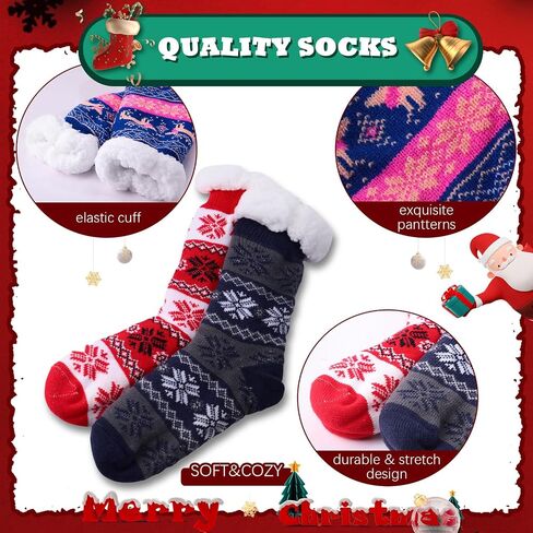 Liitrsh 12 Pairs Slipper Fuzzy Socks Thermal Cozy Slipper Socks Non Slip Winter Warm Soft Fluffy Socks for Winter Holiday Christmas Birthday Gift Women, 12 Styles in Saudi Arabia