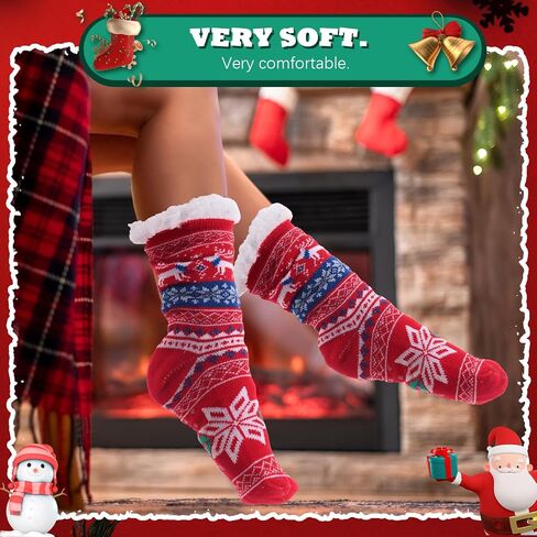 Liitrsh 12 Pairs Slipper Fuzzy Socks Thermal Cozy Slipper Socks Non Slip Winter Warm Soft Fluffy Socks for Winter Holiday Christmas Birthday Gift Women, 12 Styles in Saudi Arabia