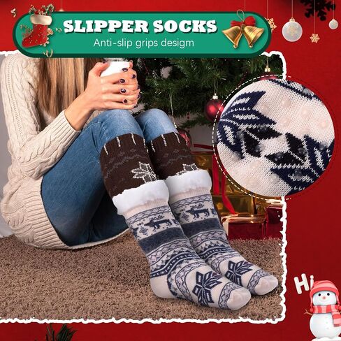 Liitrsh 12 Pairs Slipper Fuzzy Socks Thermal Cozy Slipper Socks Non Slip Winter Warm Soft Fluffy Socks for Winter Holiday Christmas Birthday Gift Women, 12 Styles in Saudi Arabia