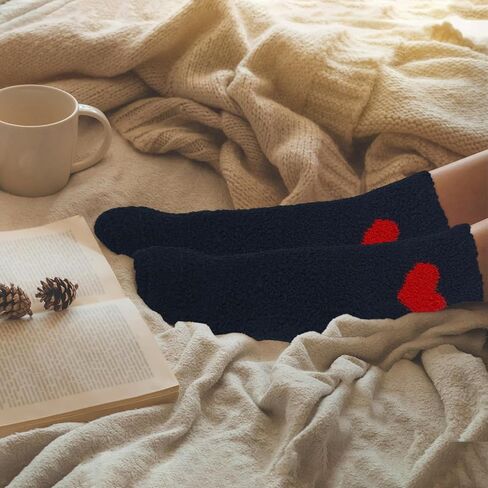 جوارب KONY النسائية الدافئة غير القابلة للانزلاق، نمط قلب سميك دافئ وناعم ومريح للشتاء للمستشفى in Kuwait