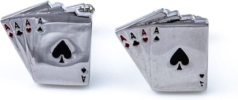 MRCUFF Casino Gambler Card Poker Player Roulette Craps Dice Aces 4 Pairs Cufflinks in Presentation Gift Box & Polishing Cloth in Saudi Arabia