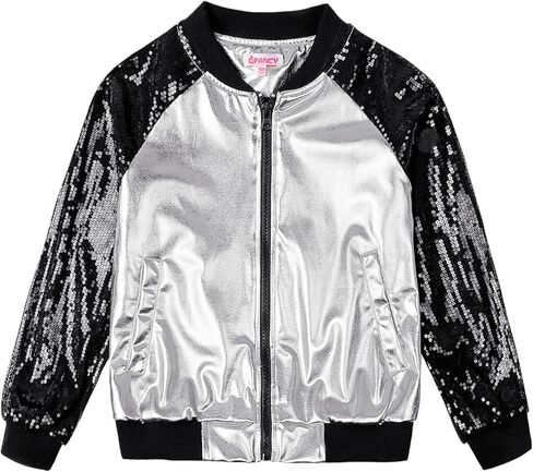 QPANCY Girls Sequin Jacket Kid lightweight Flight Jacket Zip Up Jacket in Kuwait