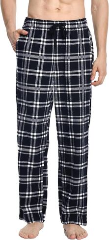 بنطال بيجامة رجالي من Nutria مصنوع من القطن بنسبة 100% منقوش، ناعم ناعم ناعم في فصل الشتاء الدافئ مع جيوب U06 in Kuwait