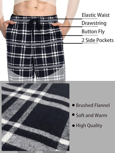 بنطال بيجامة رجالي من Nutria مصنوع من القطن بنسبة 100% منقوش، ناعم ناعم ناعم في فصل الشتاء الدافئ مع جيوب U06 in Kuwait