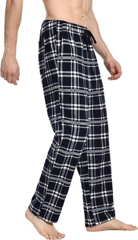 بنطال بيجامة رجالي من Nutria مصنوع من القطن بنسبة 100% منقوش، ناعم ناعم ناعم في فصل الشتاء الدافئ مع جيوب U06 in Kuwait