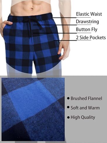 بنطال بيجامة رجالي من Nutria مصنوع من القطن بنسبة 100% منقوش، ناعم ناعم ناعم في فصل الشتاء الدافئ مع جيوب U06 in Kuwait