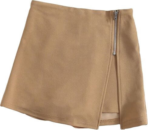 Floerns Girl's Solid Zip Up Wrap Front Skorts Split Hem Skirt Shorts in Saudi Arabia
