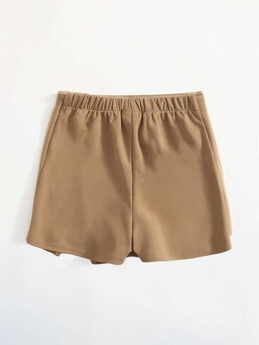 Floerns Girl's Solid Zip Up Wrap Front Skorts Split Hem Skirt Shorts in Saudi Arabia
