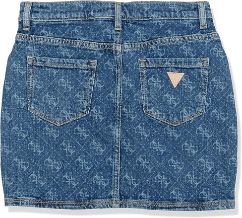GUESS Girls' Eco Stretch Denim All Over Logo Print Skirt in Saudi Arabia