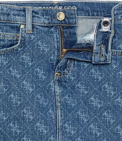 GUESS Girls' Eco Stretch Denim All Over Logo Print Skirt in Saudi Arabia