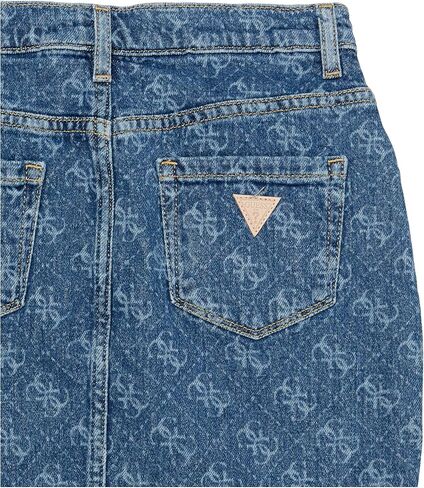 GUESS Girls' Eco Stretch Denim All Over Logo Print Skirt in Saudi Arabia