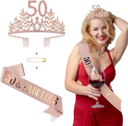 زينة عيد الميلاد الخمسين للسيدات من KICOSY مجموعة تاج عيد الميلاد الخمسين ووشاح عيد الميلاد الخمسين هدية عيد ميلاد 50 للنساء in Kuwait