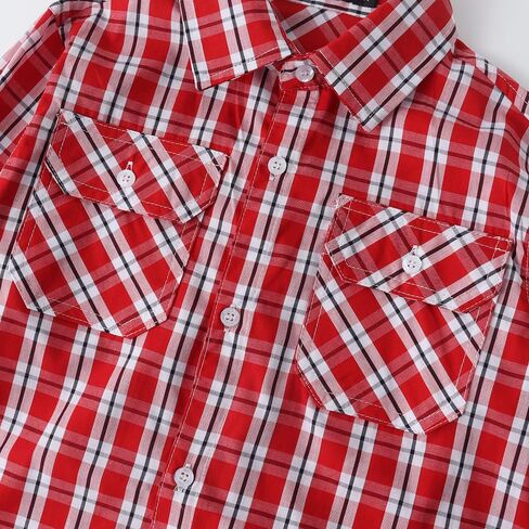 قميص منقوش للأولاد من Spring&Gege بأكمام طويلة وأزرار سفلية (4-14 سنة) in Kuwait