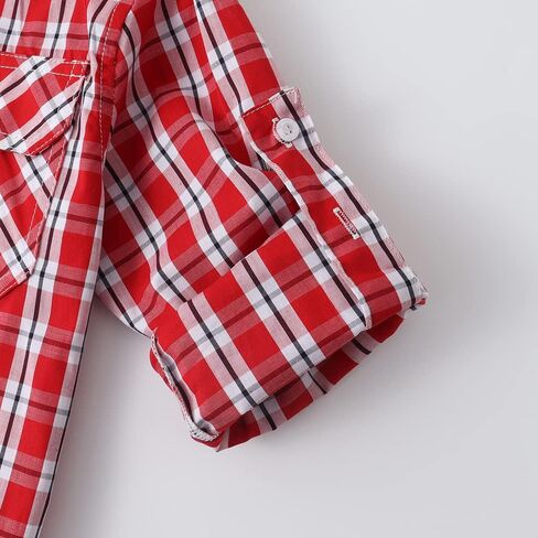 قميص منقوش للأولاد من Spring&Gege بأكمام طويلة وأزرار سفلية (4-14 سنة) in Kuwait