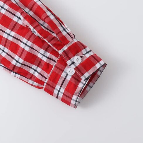 قميص منقوش للأولاد من Spring&Gege بأكمام طويلة وأزرار سفلية (4-14 سنة) in Kuwait