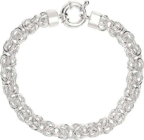 سوار سلسلة بيزنطي من الفضة الاسترلينية العتيقة من تشارمزي مصنوع يدويا من نسج وانماط متشابكة للنساء والمراهقين | 8 انش in Kuwait