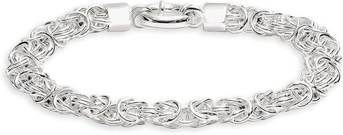 سوار سلسلة بيزنطي من الفضة الاسترلينية العتيقة من تشارمزي مصنوع يدويا من نسج وانماط متشابكة للنساء والمراهقين | 8 انش in Kuwait