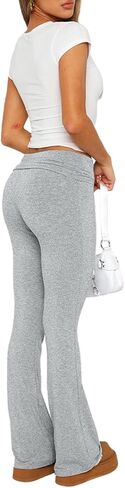 Hafailia Womens Casual Soft Flare Leggings Slim Fit Fold Over Waist Lounge Yoga Pants in Kuwait