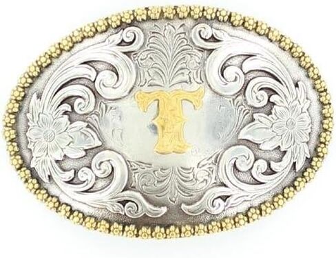 Nocona Belt Co. M&F T Initial Belt Buckle Silver in Saudi Arabia