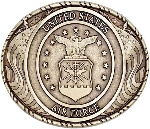 Indiana Metal Craft US Air Force Emblem Double USA Flag Solid Brass Buckle Made In USA, Brass, 3.75" x 2.75" in Kuwait