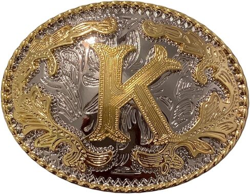 مشبك حزام غربي بحرف حرف K كاوبوي روديو بلون ذهبي للرجال والنساء، لون ذهبي، مقاس M, ذهبي in Kuwait