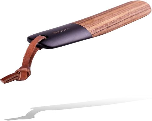 VALENTINO GAREMI Shoehorn – 9.5 Inches Long Genuine Teak Wood & Rubber Black End – Elegant Classic Design & Handcrafted – All Ages Gift Idea – Made in India, Brown, 9.5 Inches Long in Saudi Arabia