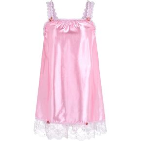 Satini Lingerie Satin Sissy Babydoll Ruffles Frilly Lace Slip Nightwear