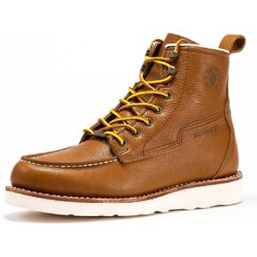 ROCKROOSTER Trinidad 6" Wedge Boots for Men, Soft Moc Toe Lightweight Brown Heritage Work Boots VAP2306 in Kuwait