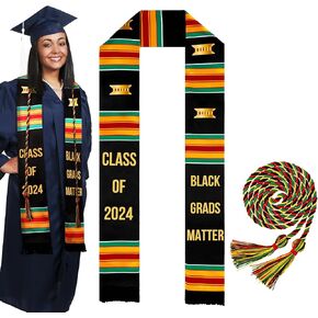 2 Pcs Kente Graduation Stole Grads Single Kente Honor Cord Class of 2023 Black Girl Graduation Stole Sash for Grads Unisex in Kuwait