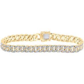 Jewels By Lux 14kt Yellow Gold Mens Round Diamond Cuban Link Bracelet 1-3/4 Cttw in Saudi Arabia