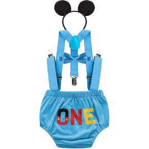 HIHCBF Baby Boys First Birthday Party Outfits Cake Smash Photo Shoot Costume ONE Bloomers Suspenders Bow Tie Headband