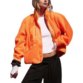 Daacee Fuzzy Fleece Jacket Women Winter Warm Button Down Sherpa Shacket Coats Outerwear with Pockets