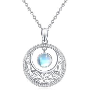 قلادة Eejek الهلال القمر 925 فضة عقدة سلتيك القلائد Moonstone مجوهرات الحظ هدايا للنساء الفتيات in Kuwait
