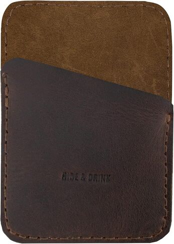 Hide & Drink, Leather Minimalist Card Holder, Holds Up to 4 Cards, Travel Organizer, Accessories, Handmade Includes 101 Year Warranty :: Bourbon Brown in Saudi Arabia