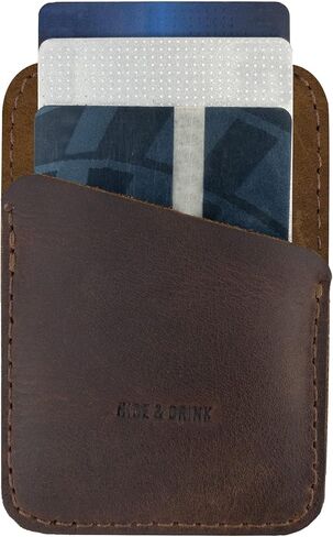 Hide & Drink, Leather Minimalist Card Holder, Holds Up to 4 Cards, Travel Organizer, Accessories, Handmade Includes 101 Year Warranty :: Bourbon Brown in Saudi Arabia