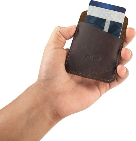 Hide & Drink, Leather Minimalist Card Holder, Holds Up to 4 Cards, Travel Organizer, Accessories, Handmade Includes 101 Year Warranty :: Bourbon Brown in Saudi Arabia