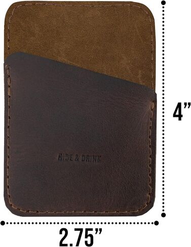 Hide & Drink, Leather Minimalist Card Holder, Holds Up to 4 Cards, Travel Organizer, Accessories, Handmade Includes 101 Year Warranty :: Bourbon Brown in Saudi Arabia