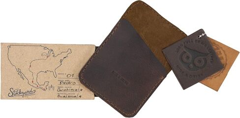 Hide & Drink, Leather Minimalist Card Holder, Holds Up to 4 Cards, Travel Organizer, Accessories, Handmade Includes 101 Year Warranty :: Bourbon Brown in Saudi Arabia