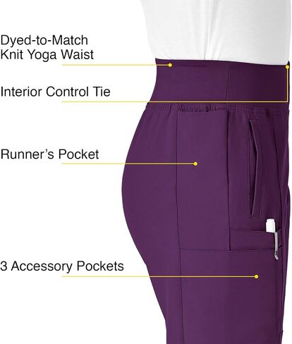WonderWink W123 Women’s Comfort Waist Cargo Jogger Pant — Eggplant, Large in Saudi Arabia