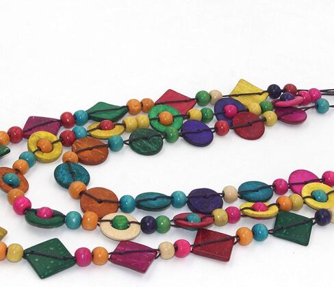 Happyyami بوهيميا مطرز قلادة طبقات بيان طوق قلادة للنساء الهدايا قذيفة قلادة بوهو مكتنزة قلادة in Kuwait