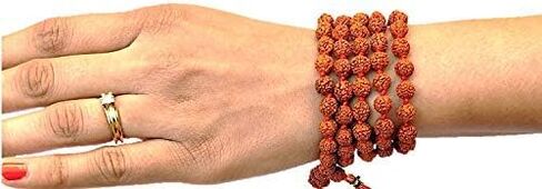 Tulip Meadow Rudraksha Mala Japa 108 Indian Beads 8mm Prayer Necklace Kanth Mala Wrist Mala Wrap Bracelet in Saudi Arabia