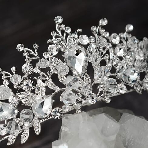 SWEETV Jeweled Wedding Tiaras and Crowns for Women, Metal Princess Tiara Queen Crown for Bride, Bridal Headpieces for Birthday Quinceanera Pageant Prom in Kuwait