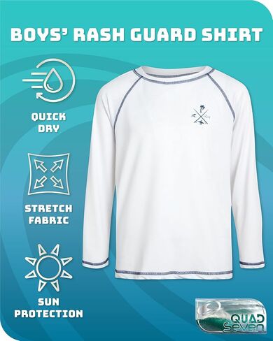 قميص Rash Guard للأولاد من Quad Seven - قميص سباحة بأكمام طويلة (الحجم: 5-18) in Kuwait