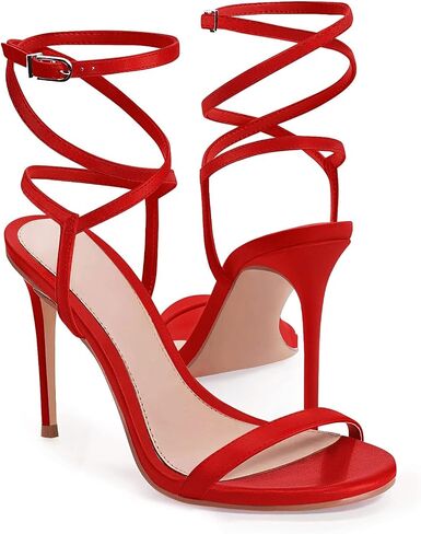 Coutgo Womens Strappy Lace up Heels Sandals Sexy High Heeled Ankle Strap Summer Dress Shoes in Saudi Arabia