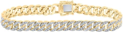 Jewels By Lux 14kt Yellow Gold Mens Round Diamond Cuban Link Bracelet 1-3/4 Cttw in Saudi Arabia