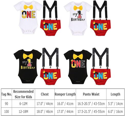 IBTOM CASTLE 1/2 / First Birthday Outfit for Baby Boy Cake Smash Mouse Wild One Party Clothes Set Suspenders Bowtie Costumes in Saudi Arabia
