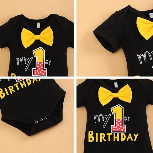 IBTOM CASTLE 1/2 / First Birthday Outfit for Baby Boy Cake Smash Mouse Wild One Party Clothes Set Suspenders Bowtie Costumes in Saudi Arabia