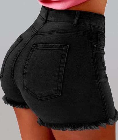 شورت جينز مثير للنساء عالي الخصر غير رسمي ممزق من قماش الدنيم in Kuwait