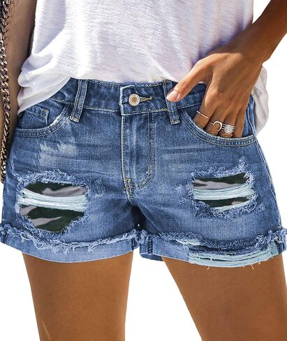 Sexyshine Women's High Waist Distressed Casual Cut Off Ripped Jeans Denim Shorts in Saudi Arabia